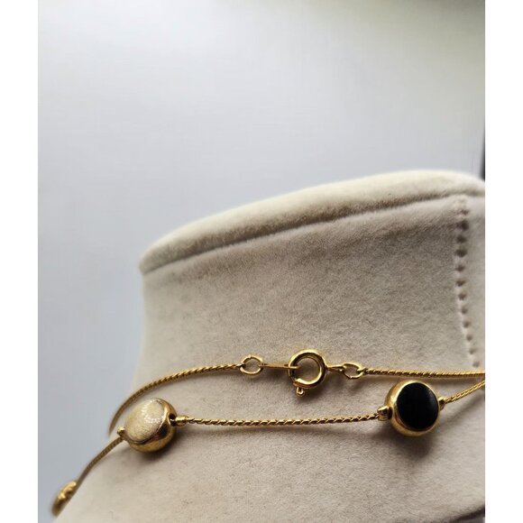 Gold Tone Change With Floating Beads, Gold, Black, Tan - Picture 3 of 5